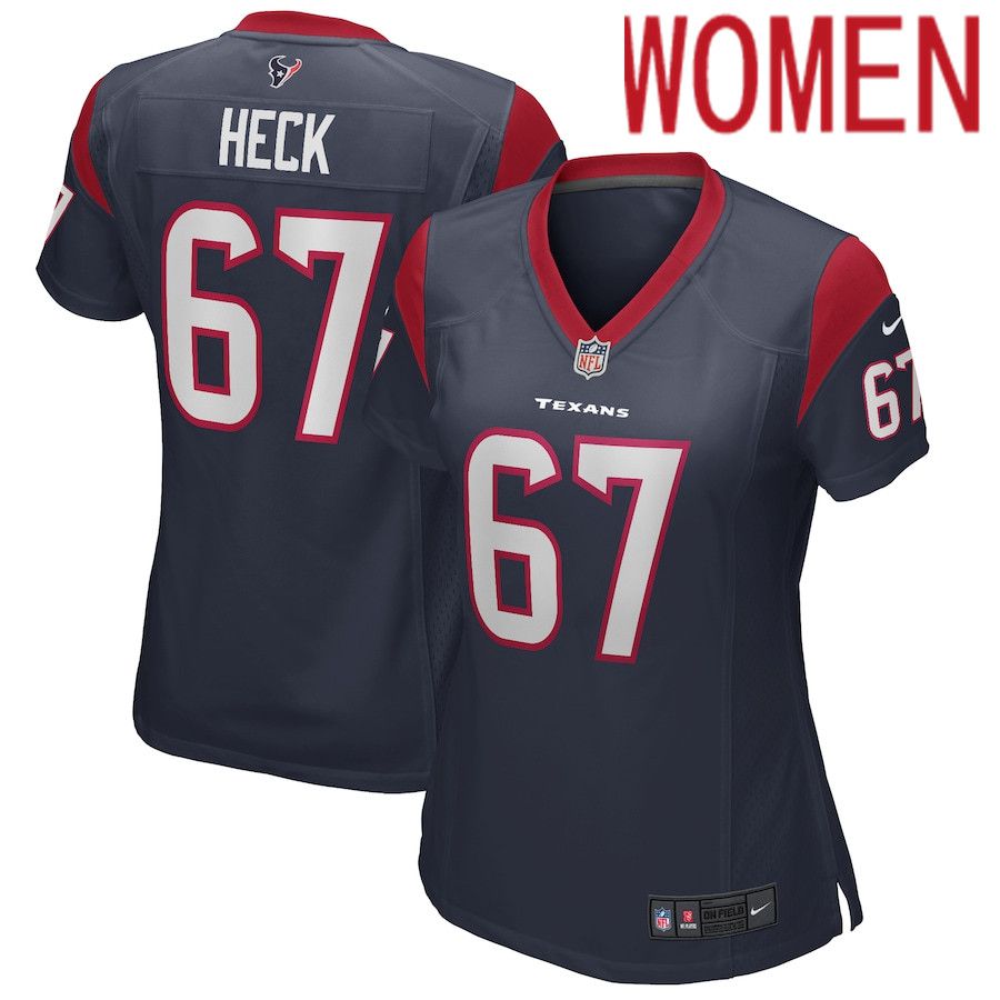 Women Houston Texans 67 Charlie Heck Nike Navy Game NFL Jersey